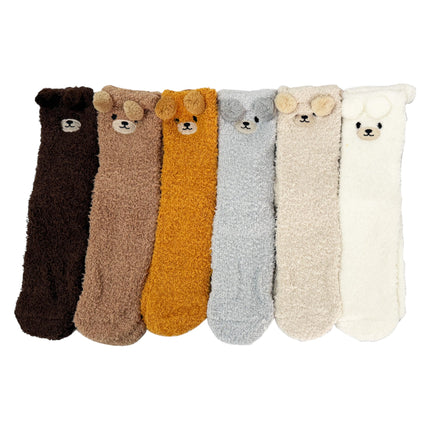 Winter Fleece Cozy Sleep Fluffy Animal Socks With Ears SS5912-28 (12PC)