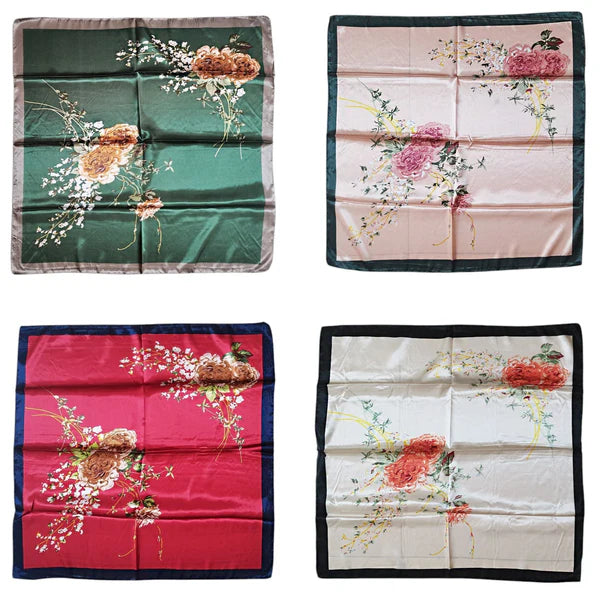 SATIN SCARF ROSE PATTERN ST4908-11 (12PC)