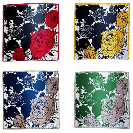 Satin Scarf Big Roses Pattern  ST4908-19 (12PC)