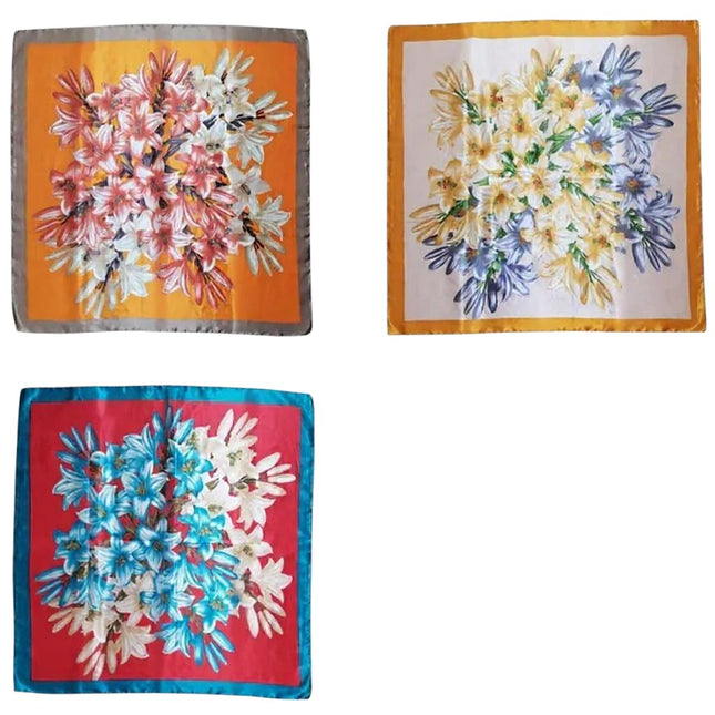 Satin Scarf Lily Flowers Pattern ST4908-5 (12PC)