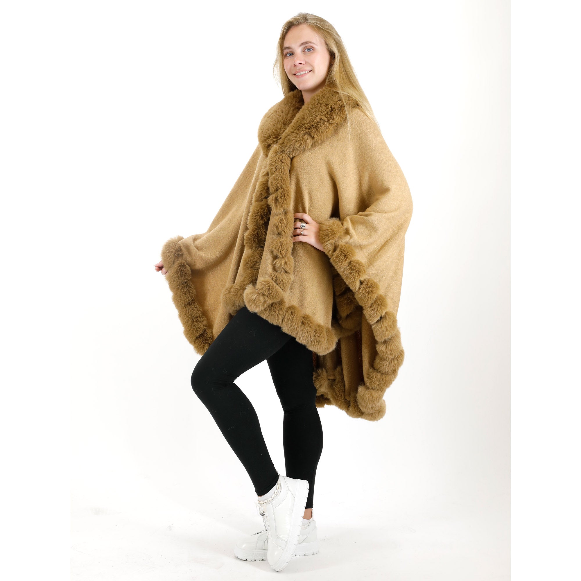 SOLID COLOR FUR SHAWL 3719-1 (6PC)
