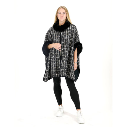 Check Pattern Fur Shawl SW3720-1 (1PC)