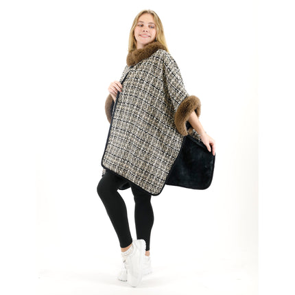 Check Pattern Fur Shawl SW3720-1 (1PC)