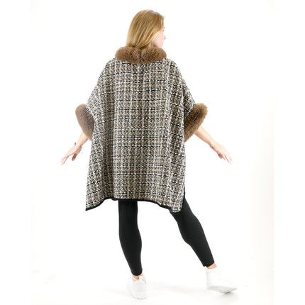 Check Pattern Fur Shawl SW3720-1 (1PC)