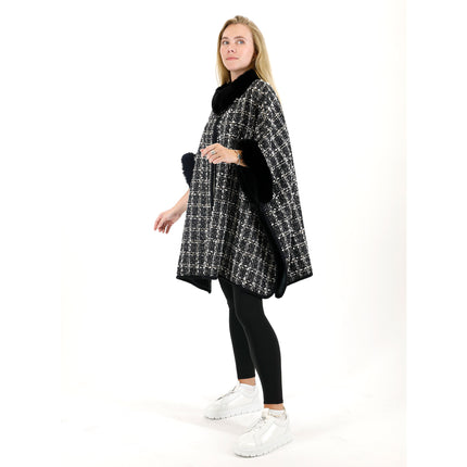 Check Pattern Fur Shawl SW3720-1 (1PC)