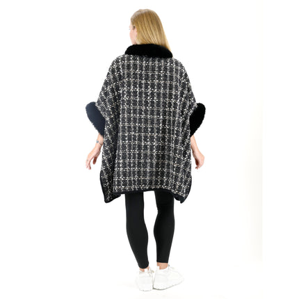 Check Pattern Fur Shawl SW3720-1 (1PC)
