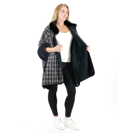 Check Pattern Fur Shawl SW3720-1 (1PC)