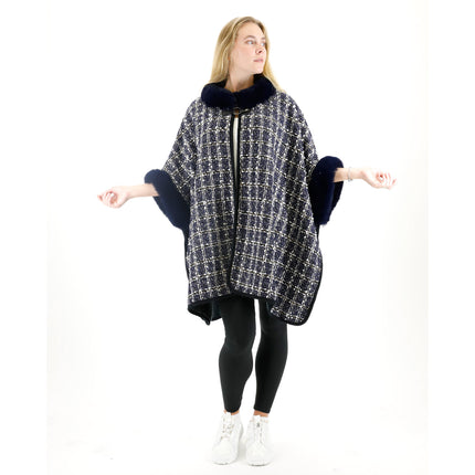 Check Pattern Fur Shawl SW3720-1 (1PC)