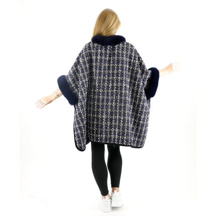 Check Pattern Fur Shawl SW3720-1 (1PC)