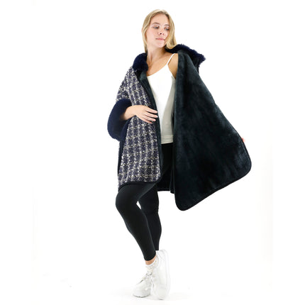 Check Pattern Fur Shawl SW3720-1 (1PC)