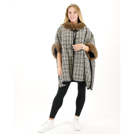 Check Pattern Fur Shawl SW3720-1 (1PC)