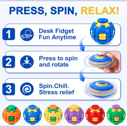 Press to Spin Fidget Spinner HelixCore Rotating Stress Ball Fidget Toy JT6723-4 (12PC)