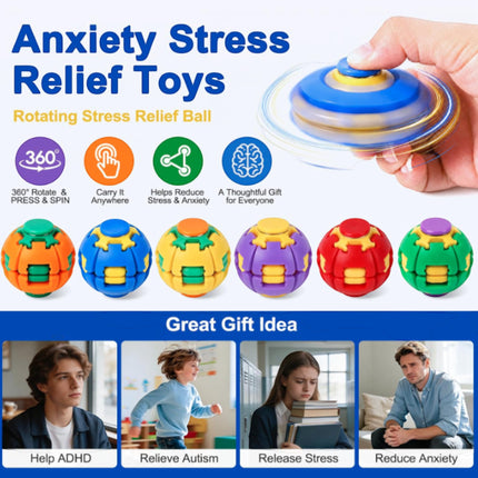 Press to Spin Fidget Spinner HelixCore Rotating Stress Ball Fidget Toy JT6723-4 (12PC)