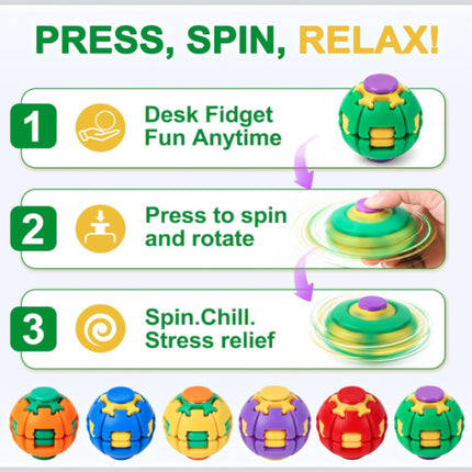 Press to Spin Fidget Spinner HelixCore Rotating Stress Ball Fidget Toy JT6723-5 (24PC)