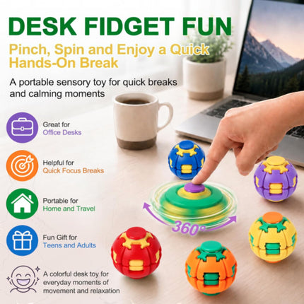 Press to Spin Fidget Spinner HelixCore Rotating Stress Ball Fidget Toy JT6723-5 (24PC)