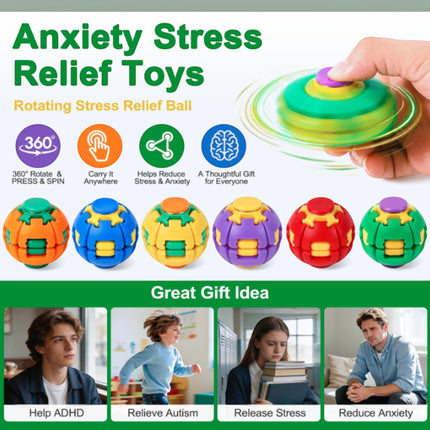 Press to Spin Fidget Spinner HelixCore Rotating Stress Ball Fidget Toy JT6723-5 (24PC)