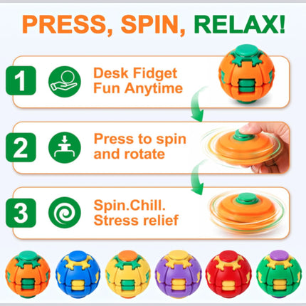 Press to Spin Fidget Spinner HelixCore Rotating Stress Ball Fidget Toy Y845 (24PC)