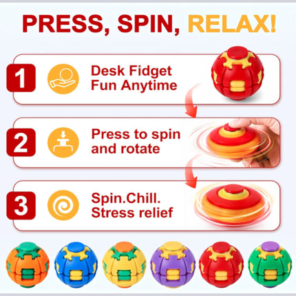Press to Spin Fidget Spinner HelixCore Rotating Stress Ball Fidget Toy ME367 (24PC)