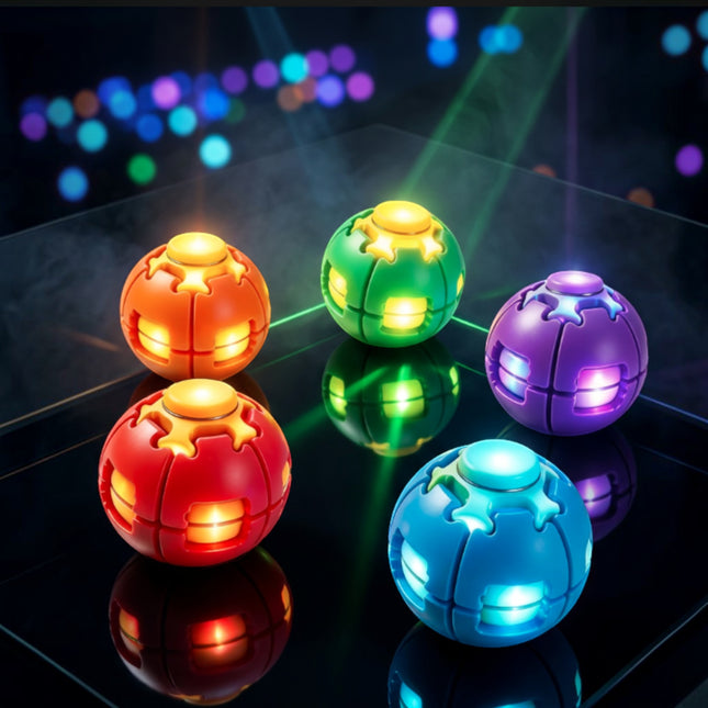 Press Spin Glowing 3D Fingertip Spinner Stress Relief Rotating Light Up Toy QY311 (24PC)