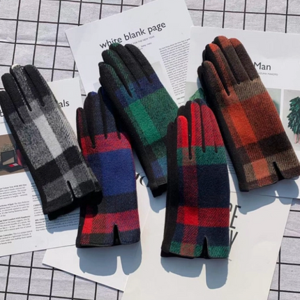 Women's Plaid Gloves Touch Screen Gloves GL6830-1 (12PAIR)