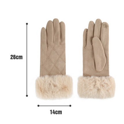 Fur Cuff Suede Texting Gloves GL6830-10 (12PAIR)