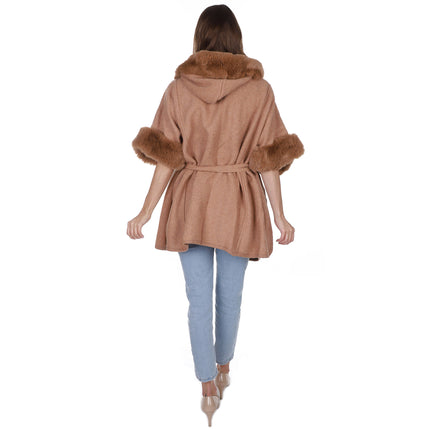 Faux Fur Hoodie Shawl P3802 (1PC)