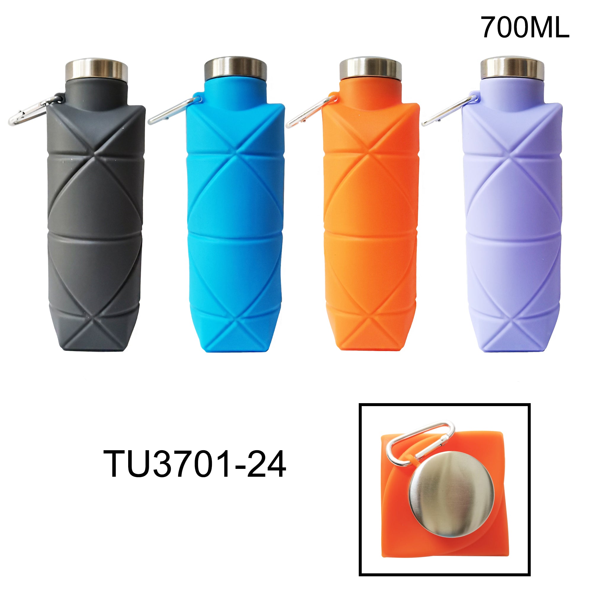 SILICONE COLLAPSIBLE WATER BOTTLE 3701-24 (12PC)