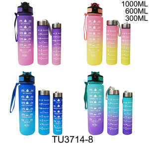 MOTIVATIONAL FITNESS SPORTS WATER BOTTLE 3 SETS 3714-8 (12SET)
