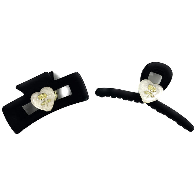Heart Charm Suede Claw Clip JC3315-90 (12PC)