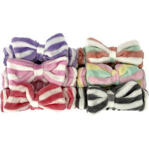 CUTE STRIPE PATTERN RIBBON SPA HEADWRAP 0315-20 (12PC)