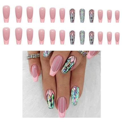 MULTI DESIGN LONG BALLERINA FAKE NAIL SET 1164 (12PC)