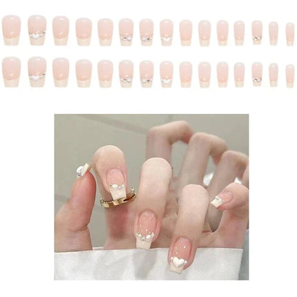 PEARL DECOR HEART BALLERINA FAKE NAIL SET 1201-81 (12PK)