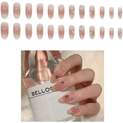 Rhinestone Decor Rounded Fake Nail Set NA1201-75 (12PK)