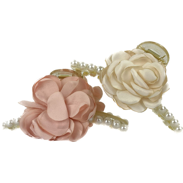 Rose Decor Pearl Curve Claw Clip JC3315-89(12PC)