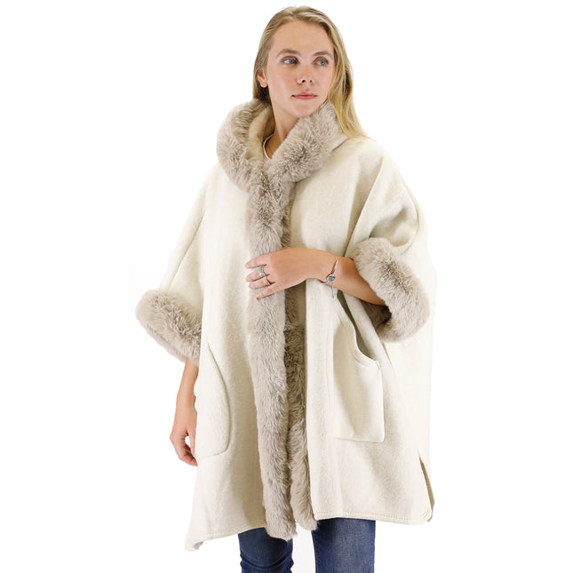 Fur Pocket Hoodie Shawl P4028 (6PC)