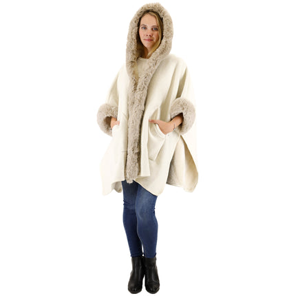 Fur Pocket Hoodie Shawl P4028 (1PC)