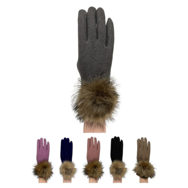 Women's Faux Fur Gloves GL149 (12PAIR)