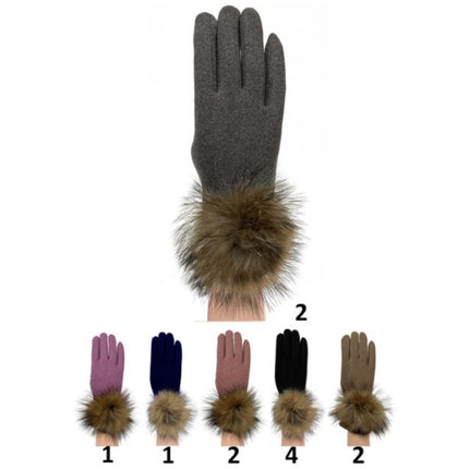 Women's Faux Fur Gloves GL149 (12PAIR)
