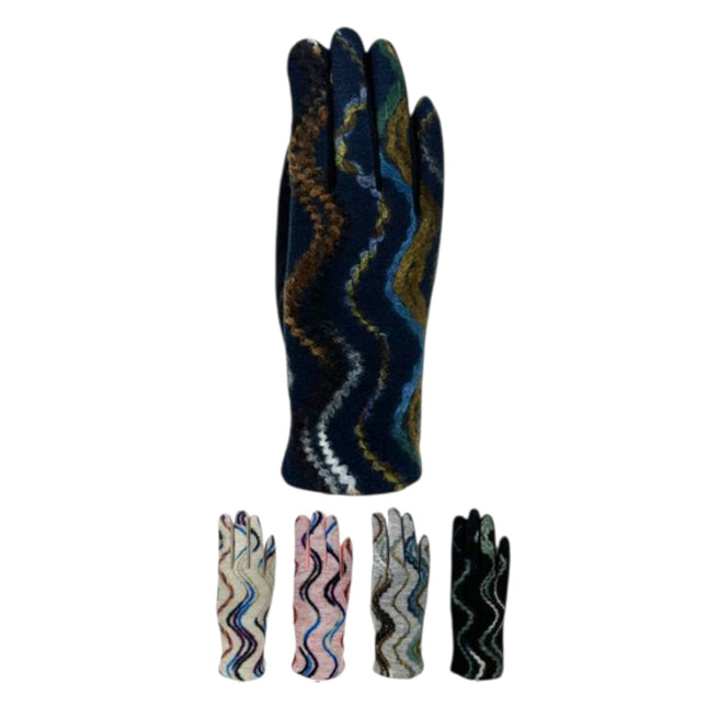 Women's Wave Pattern Winter Gloves GL188 (12PAIR)