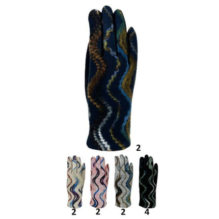 Women's Wave Pattern Winter Gloves GL188 (12PAIR)