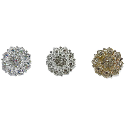 Rhinestone Flower Brooch BC0427-6 (12PC)