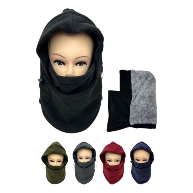 Fleece Winter Hat Hoodie With Lining Neck and Face Cover H205 (12PC)