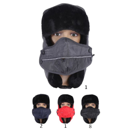 Winter Hat With Faux Fur Bomber Hat with Face Cover H207-2 (12PC)