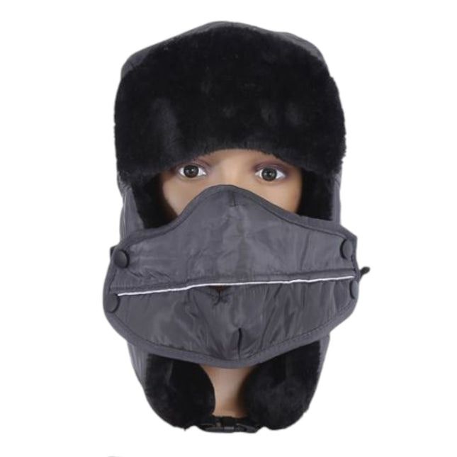 Winter Hat With Faux Fur Bomber Hat with Face Cover H207-2 (12PC)