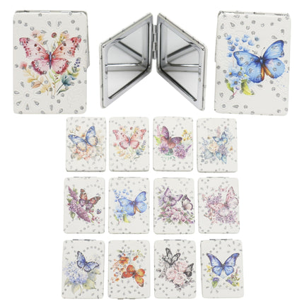 Butterfly Floral Rectangular Glitter Compact Makeup Mirror JM6423-16 (12PC)