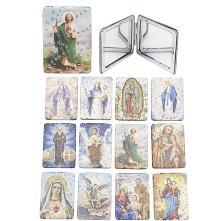 Religious Rectangular Glitter Compact Makeup Mirror JM6423-2 (12PC)