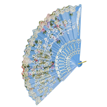 Gold Glitter Floral Colorful Hand Held Folding Fan JF6323-10 (12PC)