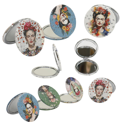 Frida Kahlo Glitter Circular Compact Makeup Mirror JM6423-29 (12PC)