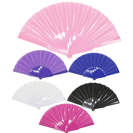 Solid Color Hand Held Folding Fan JF6323-1 (12PC)