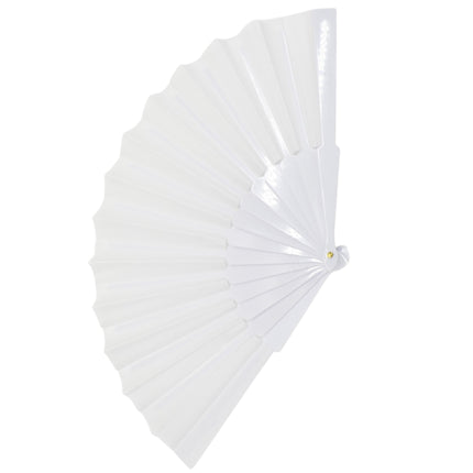 White On White Hand Held Folding Fan JF6323-19 (12PC)
